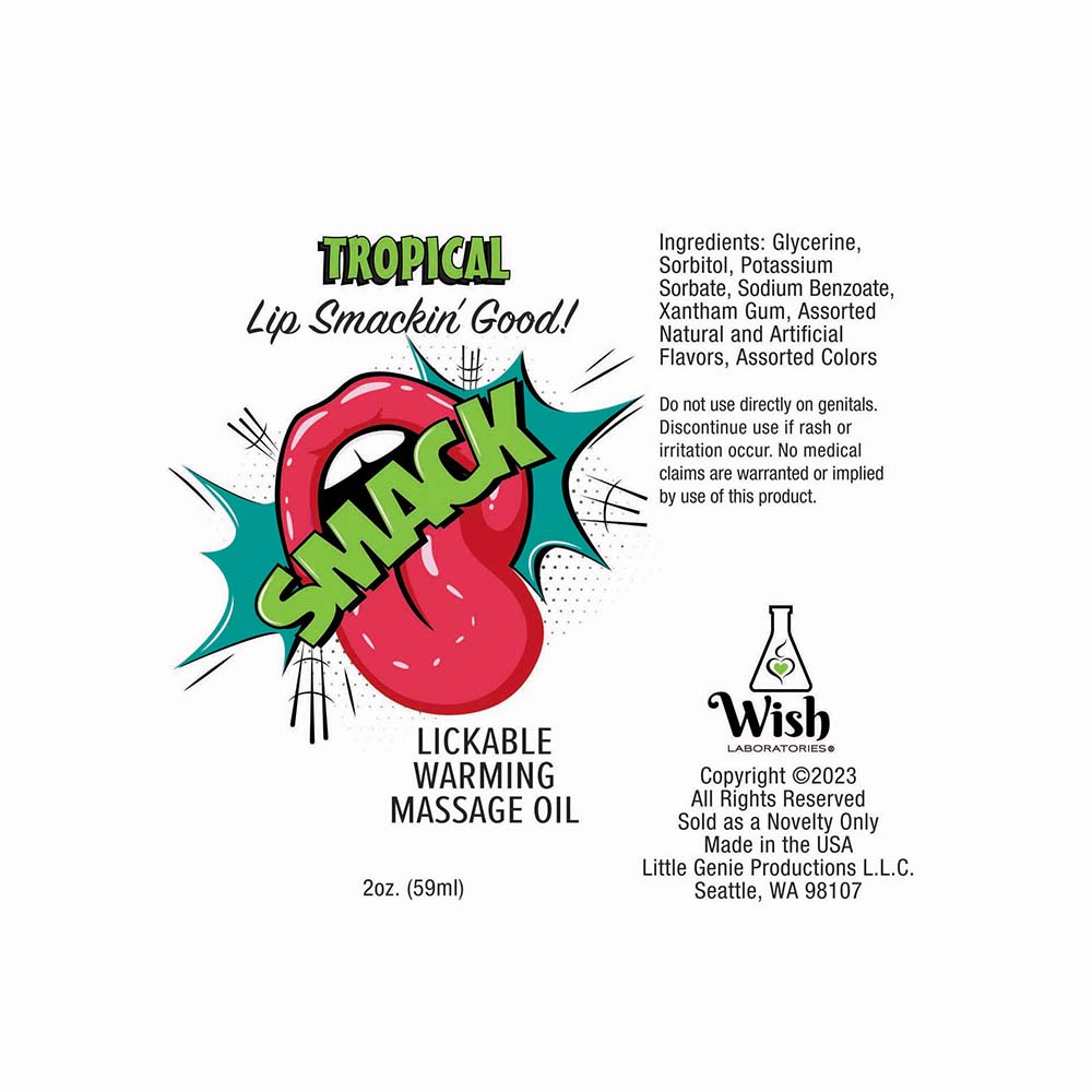LITTLE GENIE - SMACK LICKABLE MASSAGE OIL TROPICAL 2 OZ.