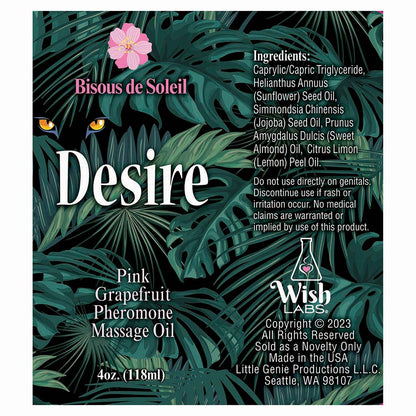 DESIRE PHEROMONE MASSAGE OIL PINK GRAPEFRUIT 4 OZ.