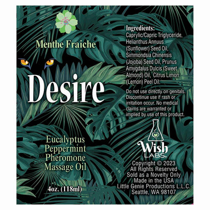 DESIRE PHEROMONE MASSAGE OIL EUCALYPTUS/PEPPERMINT 4 OZ.