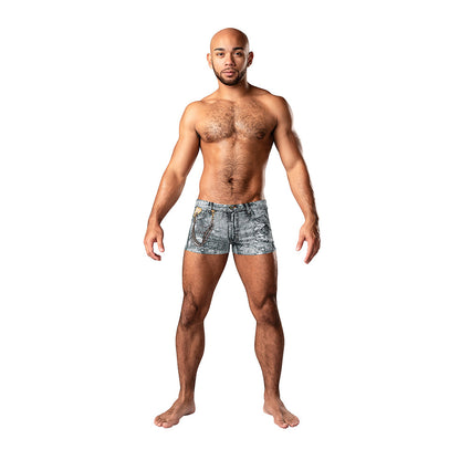 MALE POWER - DIRTY DENIM POUCH SHORT DENIM PRINT