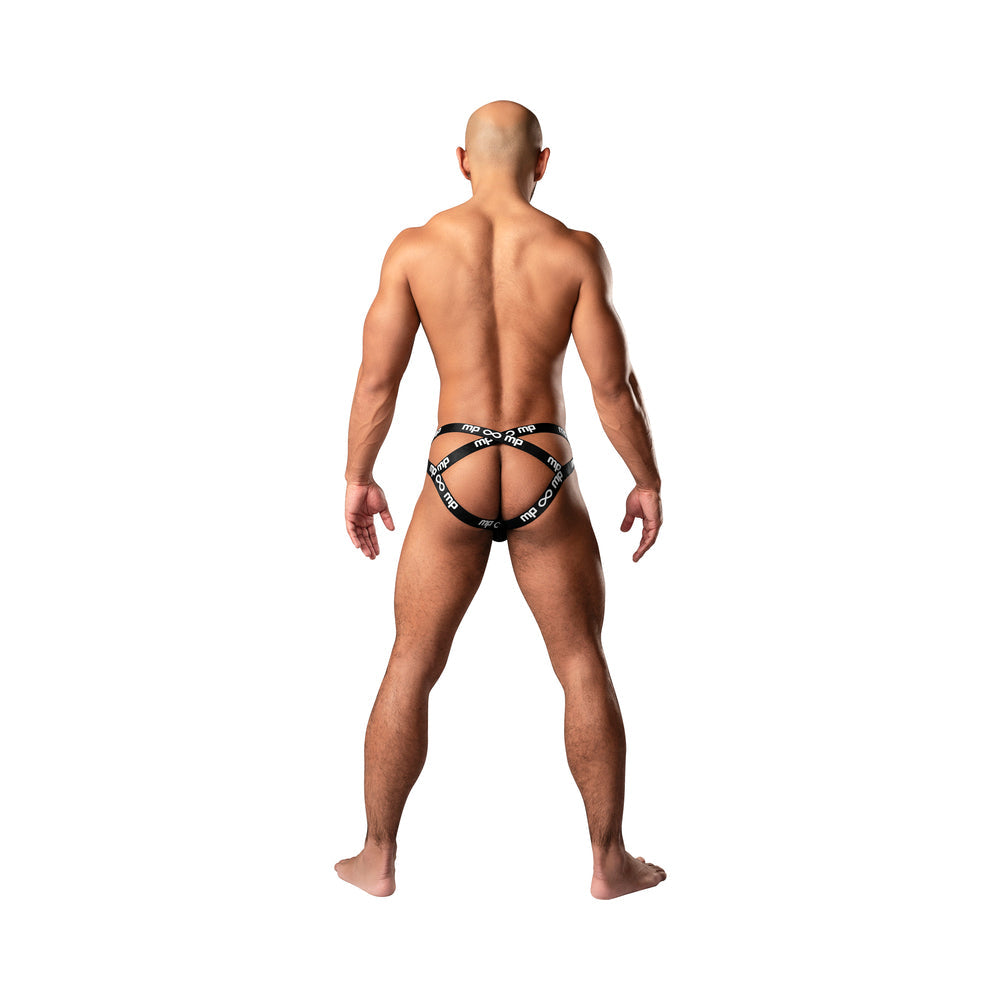 MALE POWER INFINITE COMFORT AMPLIFYING STRAPPY JOCK BLACK L/XL