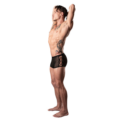 MALE POWER - SHOW STOPPER MINI SHORT SILVER MESH DOT XL