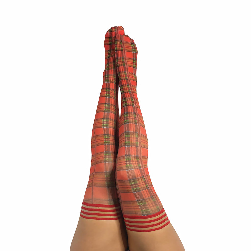 KIXIES GRACE PLAID THIGH-HIGH RED SIZE D