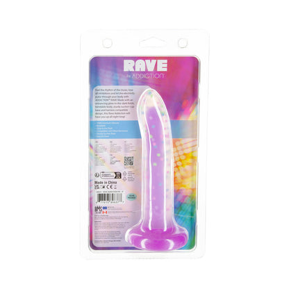 ADDICTION RAVE 8 IN. BENDABLE GLOW-IN-THE-DARK SILICONE DILDO PURPLE CONFETTI