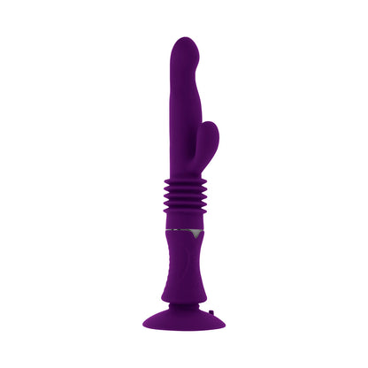 PLAYBOY HOPPY ENDING RECHARGEABLE SILICONE THRUSTING RABBIT VIBRATOR ACAI