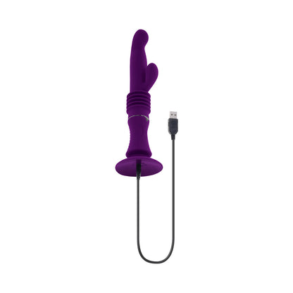 PLAYBOY HOPPY ENDING RECHARGEABLE SILICONE THRUSTING RABBIT VIBRATOR ACAI