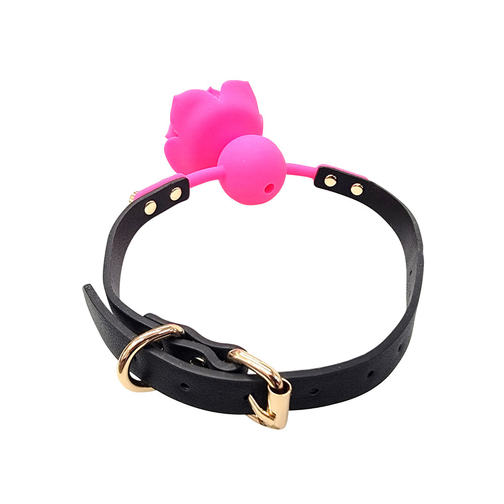 PLE''SUR FLOWER BALL GAG BREATHABLE SILICONE PINK