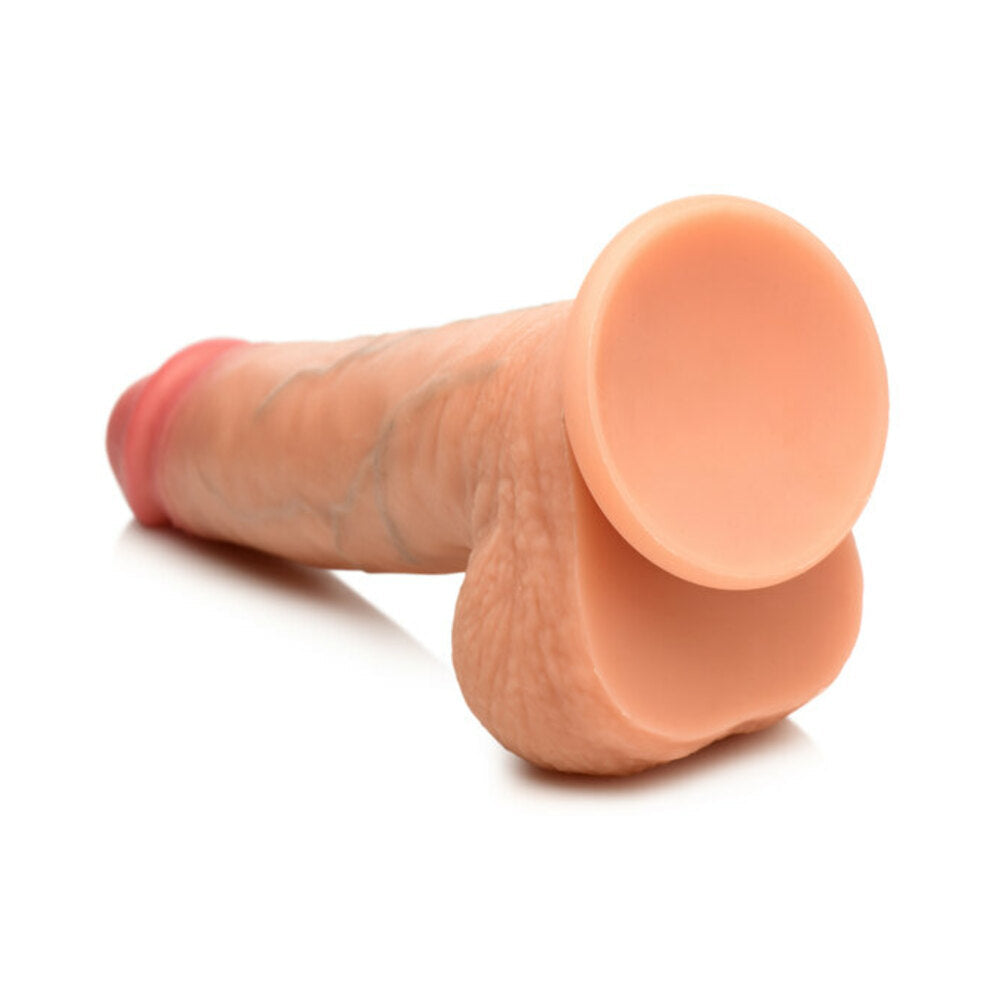 CURVE NOVELTIES - JOCK REAL SKIN SILICONE DILDO WITH BALLS 8 IN. LIGHT