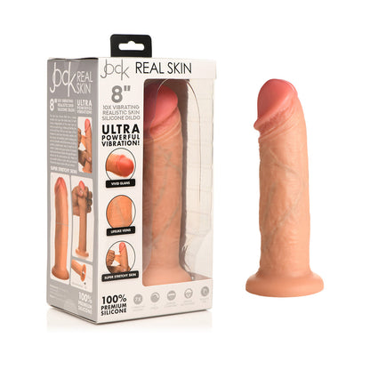 CURVE NOVELTIES - JOCK REAL SKIN VIBRATING SILICONE DILDO 8 IN. LIGHT