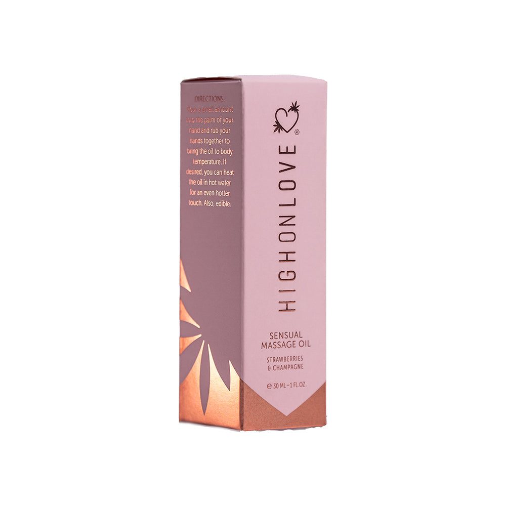 HIGHONLOVE MINI MASSAGE OIL STRAWBERRIES & CHAMPAGNE 1 OZ.