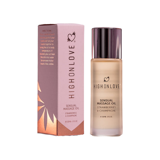 HIGHONLOVE - MINI MASSAGE OIL STRAWBERRIES & CHAMPAGNE 1 OZ.