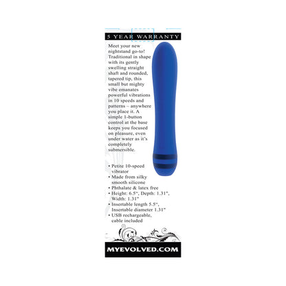EVOLVED THE PLEASER RECHARGEABLE VIBRATOR SILICONE BLUE