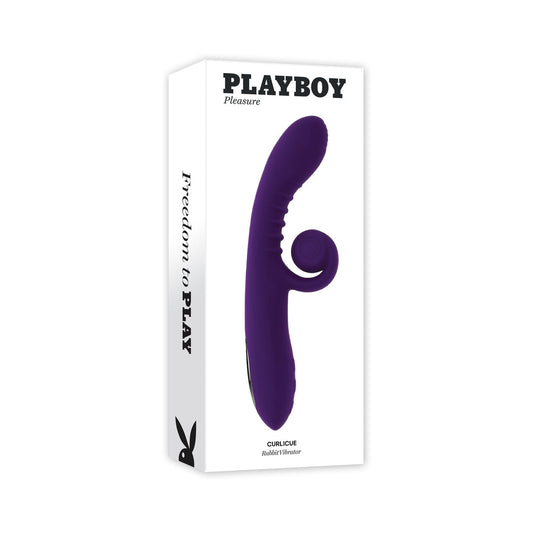 PLAYBOY CURLICUE RECHARGEABLE DUAL STIM VIBRATOR SILICONE ACAI