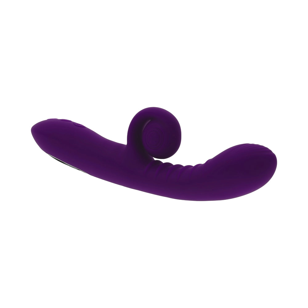 PLAYBOY CURLICUE RECHARGEABLE DUAL STIM VIBRATOR SILICONE ACAI