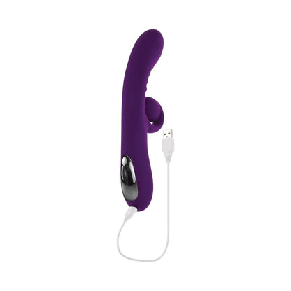 PLAYBOY CURLICUE RECHARGEABLE DUAL STIM VIBRATOR SILICONE ACAI