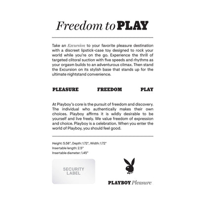 PLAYBOY EXCURSION RECHARGEABLE SUCTION VIBE SILICONE 2AM