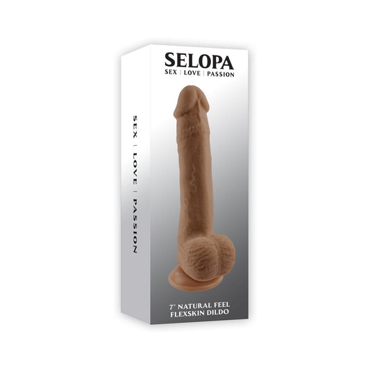 SELOPA - NATURAL FEEL FLEXSKIN BENDABLE DILDO WITH MOVING MATERIAL 7 IN. DARK