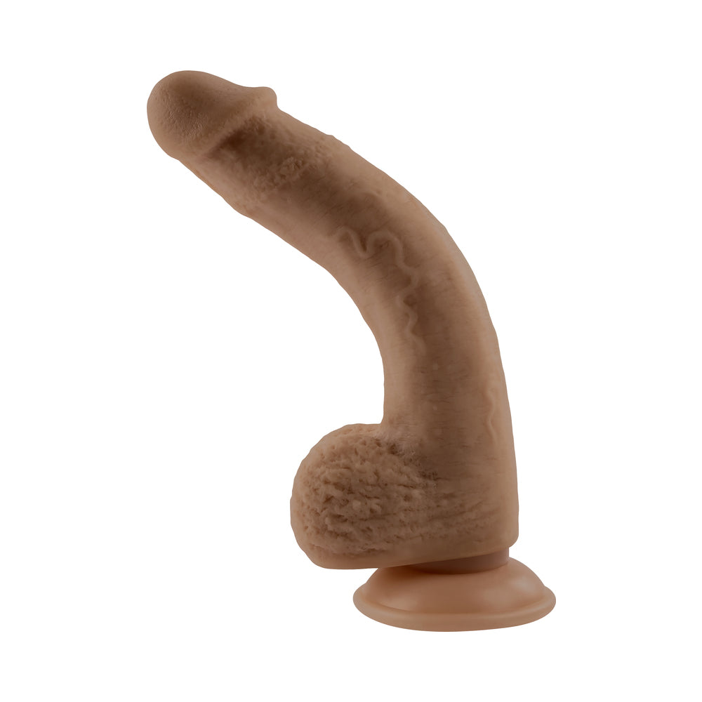 SELOPA NATURAL FEEL FLEXSKIN BENDABLE DILDO WITH MOVING MATERIAL 7 IN. DARK