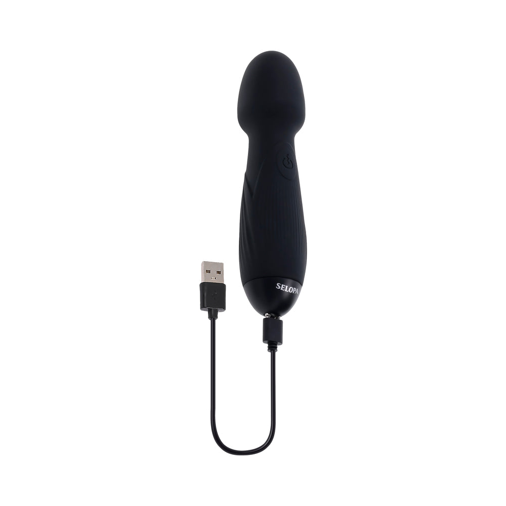 SELOPA POWER TRIP RECHARGEABLE VIBRATING WAND SILICONE BLACK