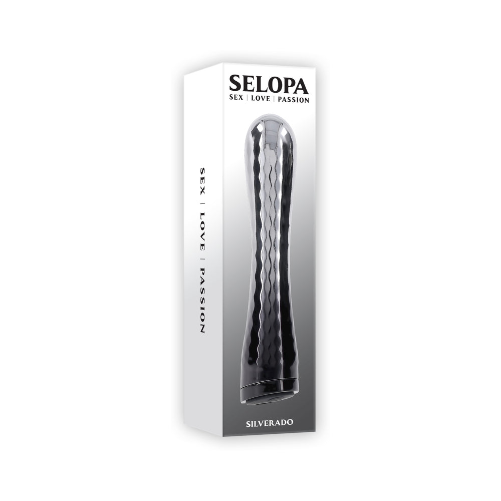 SELOPA - VIBRADOR RECARGABLE SILVERADO PLÁSTICO ABS Y SILICONA PLATA/NEGRO