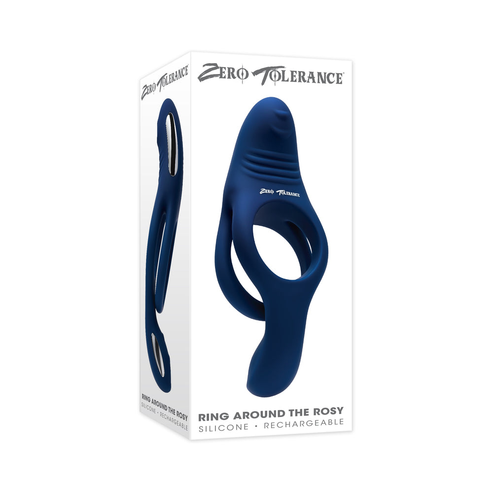 ZERO TOLERANCE - RING AROUND THE ROSY RECHARGEABLE VIBRATING DUAL C-RING SILICONE BLUE