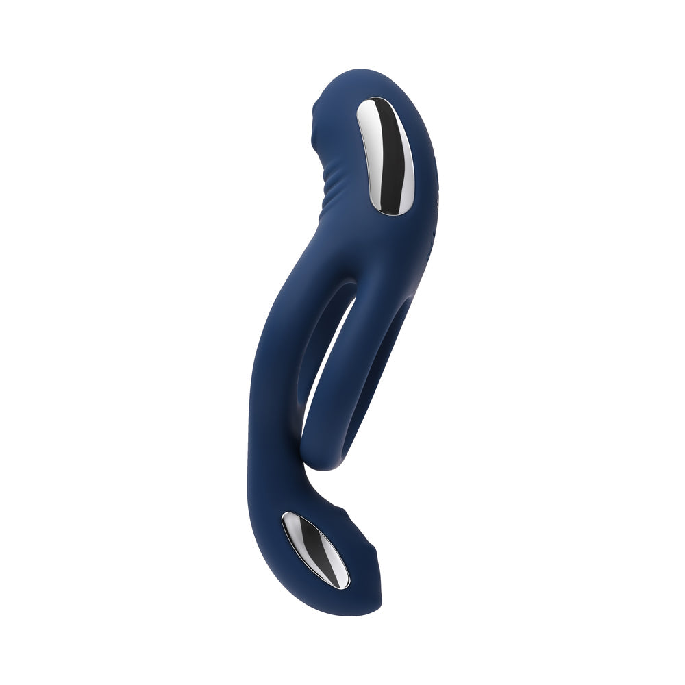 ZERO TOLERANCE RING AROUND THE ROSY RECHARGEABLE VIBRATING DUAL C-RING SILICONE BLUE
