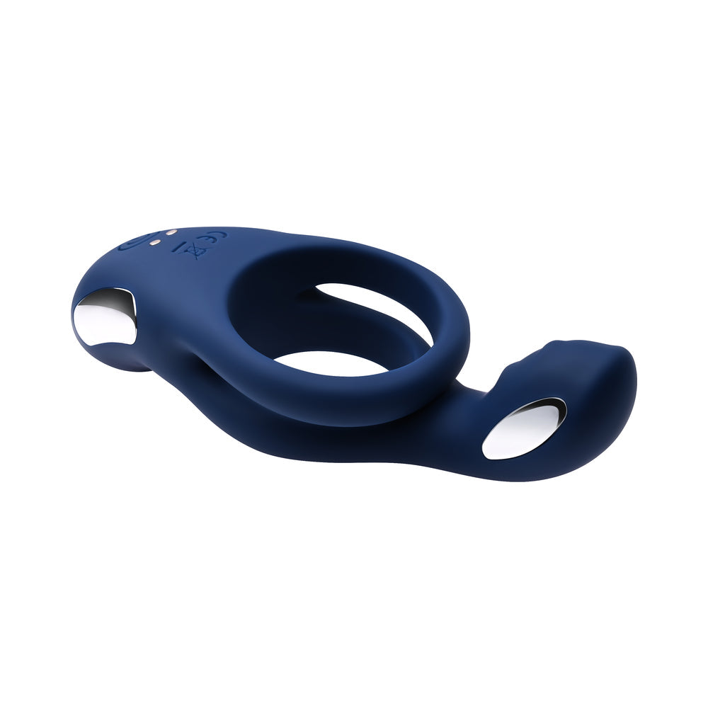 ZERO TOLERANCE RING AROUND THE ROSY RECHARGEABLE VIBRATING DUAL C-RING SILICONE BLUE
