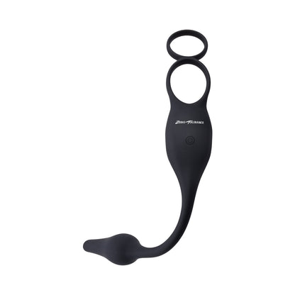 ZERO TOLERANCE PLUG & TUG RECHARGEABLE VIBRATING C-RING COMBO SILICONE BLACK