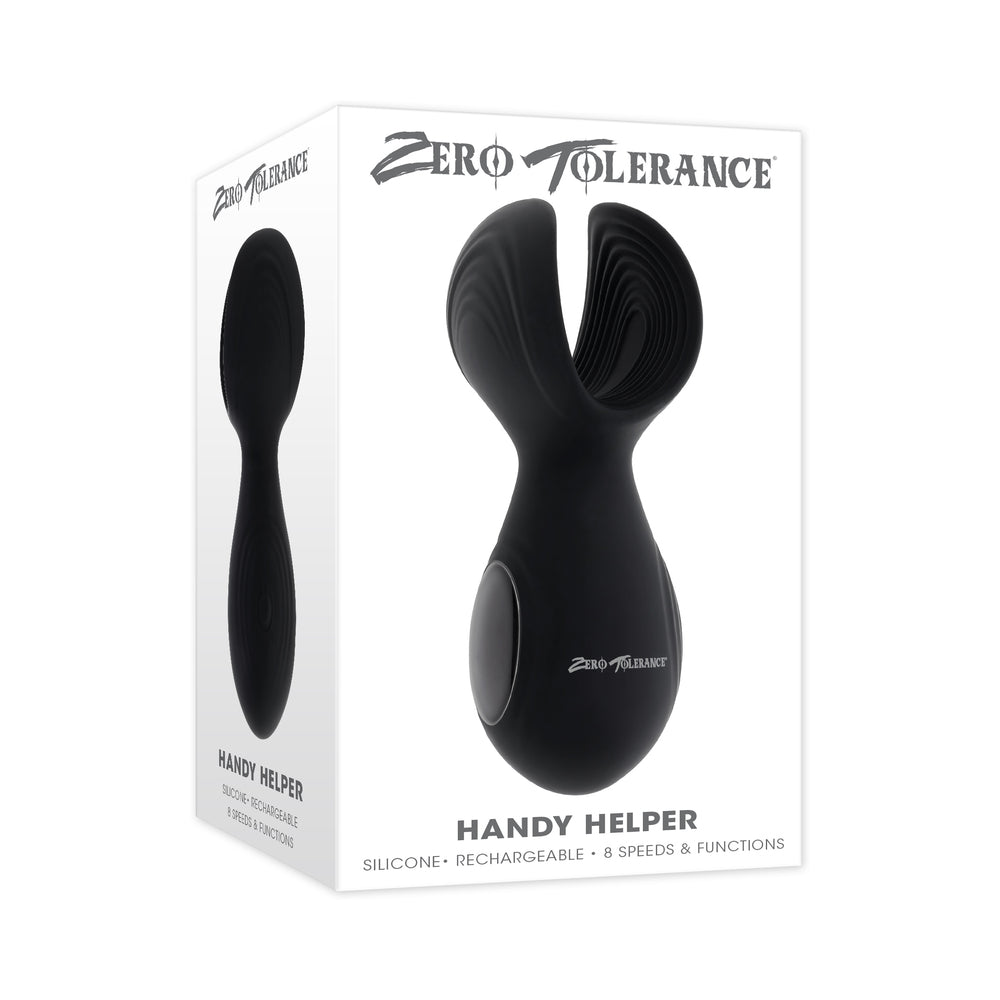 ZERO TOLERANCE HANDY HELPER RECHARGEABLE VIBRATING STROKER SILICONE BLACK