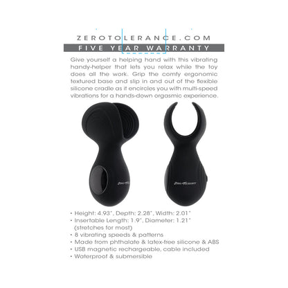 ZÉRO TOLÉRANCE - MASTURBATEUR VIBRANT RECHARGEABLE HANDY HELPER EN SILICONE NOIR