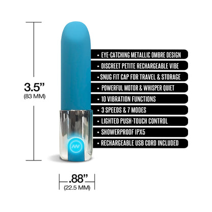 NIXIE SMOOCH RECHARGEABLE LIPSTICK VIBRATOR BLUE OMBRE