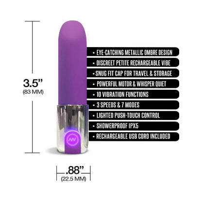 NIXIE SMOOCH RECHARGEABLE LIPSTICK VIBRATOR PURPLE OMBRE