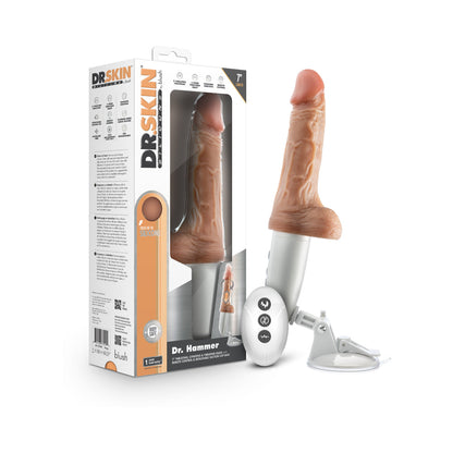 DR. SKIN SILICONE DR. HAMMER THRUSTING DILDO WITH HANDLE 7 IN. BEIGE