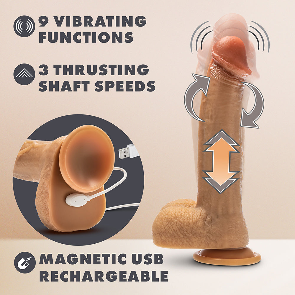 DR. SKIN SILICONE DR. PHILLIPS THRUSTING DILDO 8.5 IN. TAN