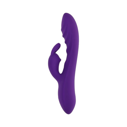 EVOLVED WAVY RABBIT RECHARGEABLE DUAL STIMULATOR SILICONE PURPLE