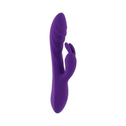 EVOLVED WAVY RABBIT RECHARGEABLE DUAL STIMULATOR SILICONE PURPLE