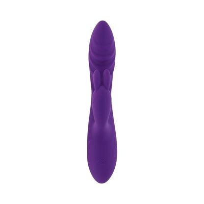 EVOLVED WAVY RABBIT RECHARGEABLE DUAL STIMULATOR SILICONE PURPLE