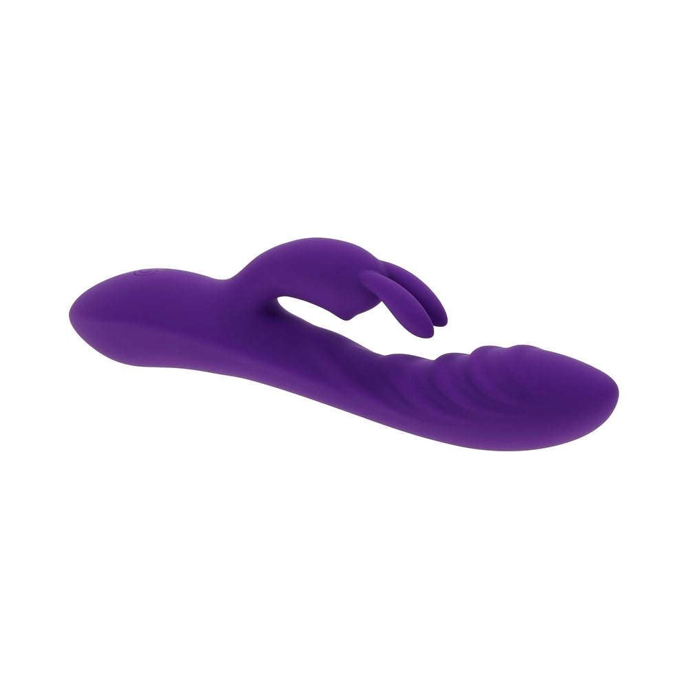 EVOLVED WAVY RABBIT RECHARGEABLE DUAL STIMULATOR SILICONE PURPLE