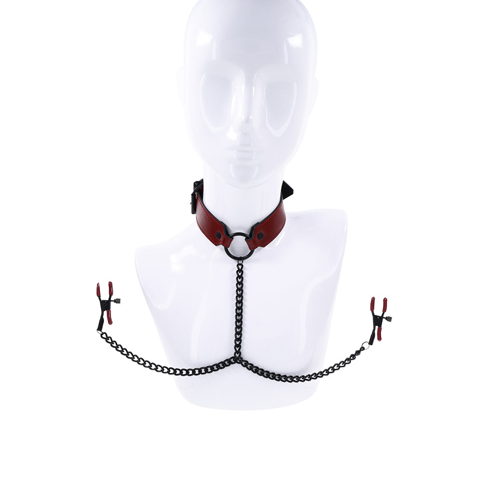 SPORTSHEETS SAFFRON COLLAR WITH NIPPLE CLAMPS