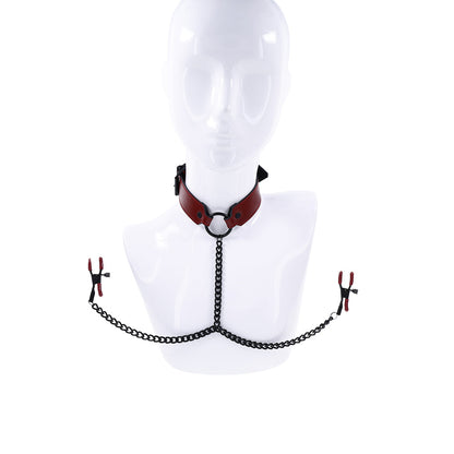 SPORTSHEETS SAFFRON COLLAR WITH NIPPLE CLAMPS