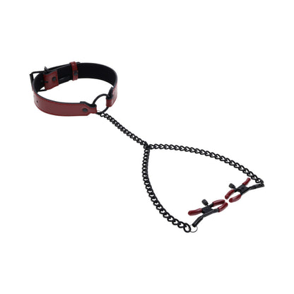 SPORTSHEETS SAFFRON COLLAR WITH NIPPLE CLAMPS