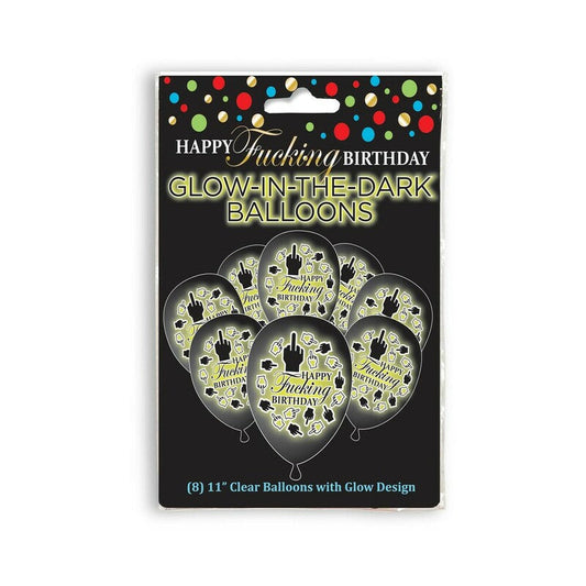 HAPPY FUCKING BIRTHDAY GLOW IN THE DARK BALLOONS 8-PACK