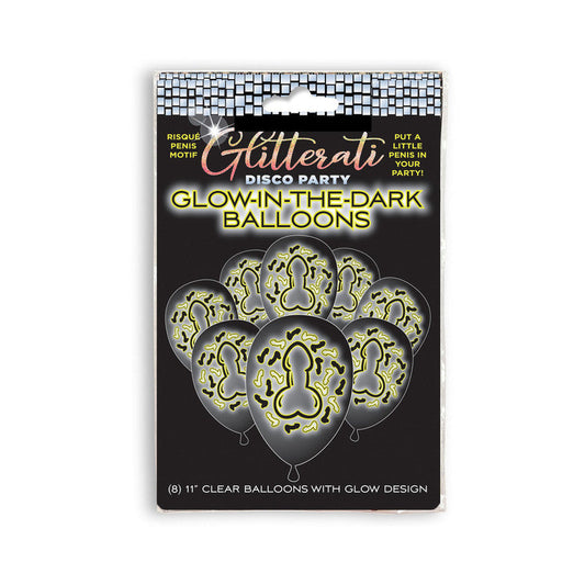 GLITTERATI DISCO PARTY GLOW IN THE DARK BALLOONS 8-PACK