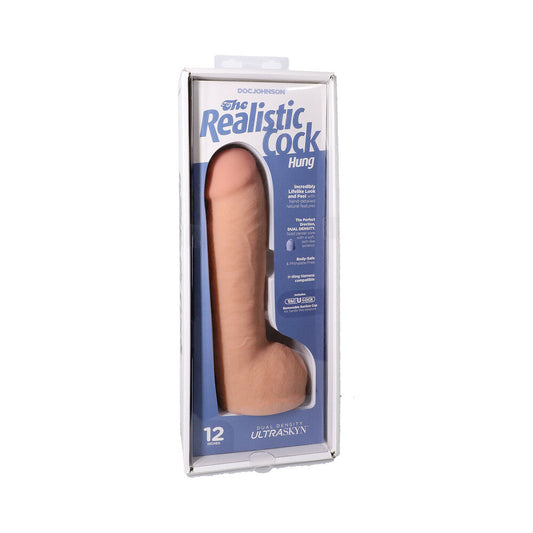 THE REALISTIC COCK HUNG 12 IN. ULTRASKYN VAC-U-LOCK DILDO VANILLA