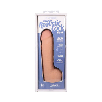 THE REALISTIC COCK HUNG 12 IN. ULTRASKYN VAC-U-LOCK DILDO VANILLA
