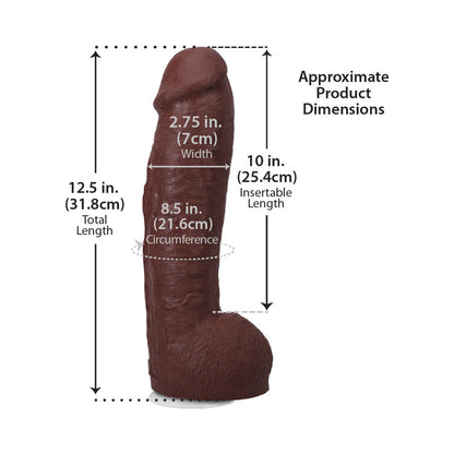 THE REALISTIC COCK HUNG 12 IN. ULTRASKYN VAC-U-LOCK DILDO CHOCOLATE
