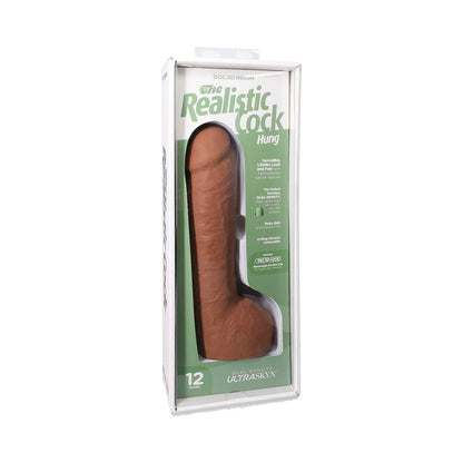 THE REALISTIC COCK HUNG 12 IN. ULTRASKYN VAC-U-LOCK DILDO CARAMEL