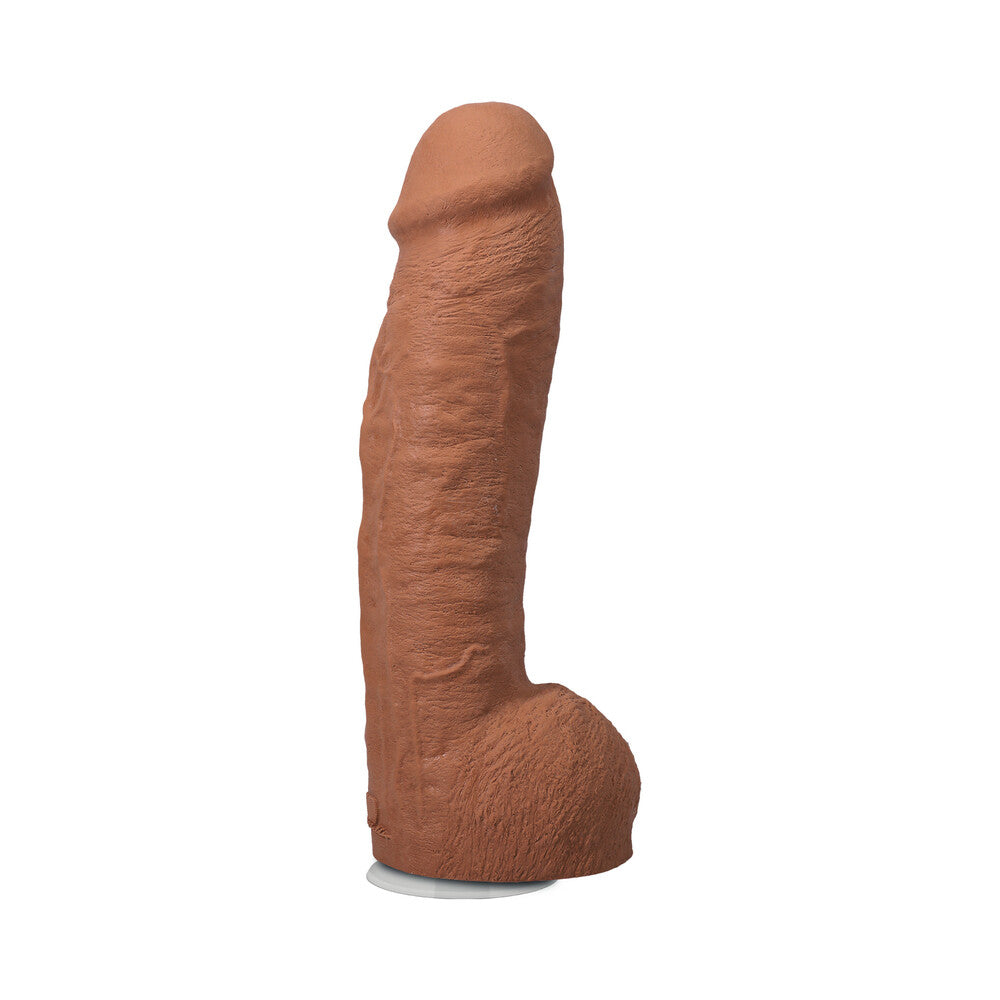 THE REALISTIC COCK HUNG 12 IN. ULTRASKYN VAC-U-LOCK DILDO CARAMEL