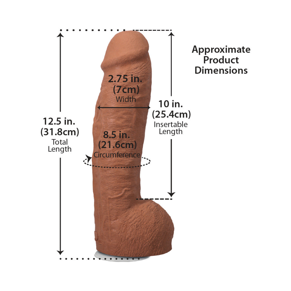 THE REALISTIC COCK HUNG 12 IN. ULTRASKYN VAC-U-LOCK DILDO CARAMEL