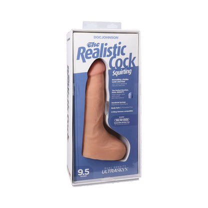 DOC JOHNSON - THE REALISTIC COCK SQUIRTING 9.5 IN. ULTRASKYN VAC-U-LOCK DILDO VANILLA